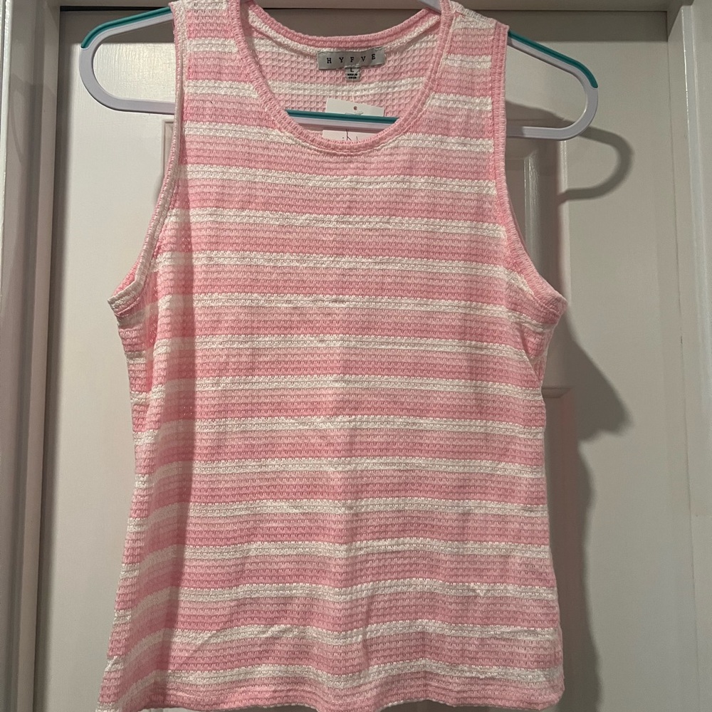 Pink & White Striped Knitted Tank